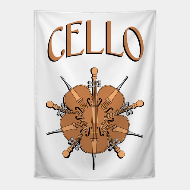 Five Cellos Text Tapestry by Barthol Graphics