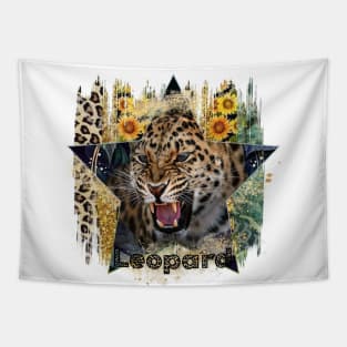 Country Roaring Leopard With Saying Tapestry