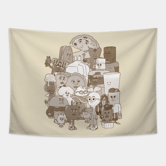 The Apple and Onion Gang Tapestry by Owllee Designs