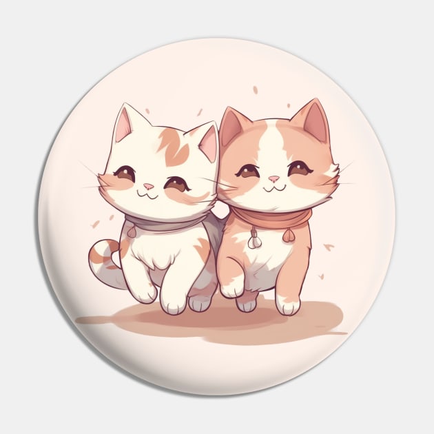 Cute Smiling Cat Best Friends Pin by nekopaffu