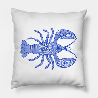 Lobster (blue and white horizontal) Pillow