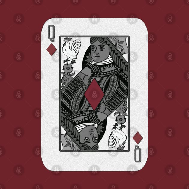 Ebony Queen Of Diamonds with White Cock Rooster by Vixen Games