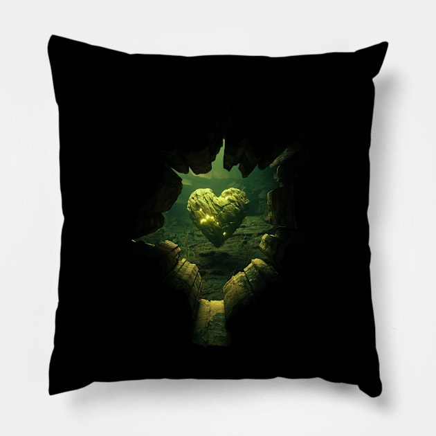 Stone Heart  Anamorphic Illusion  ( Large Print ) Pillow by CkKong