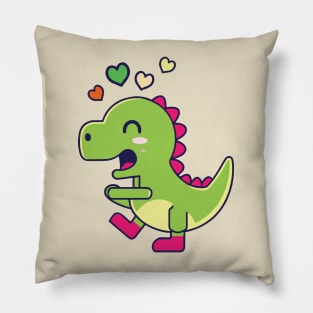 Kawaii Cute Dinosaur Cartoon valentine day Pillow