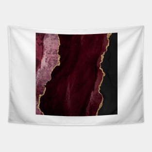 Watercolor Agate in Burgundy Wine and Turquoise with Glitter Veins Tapestry