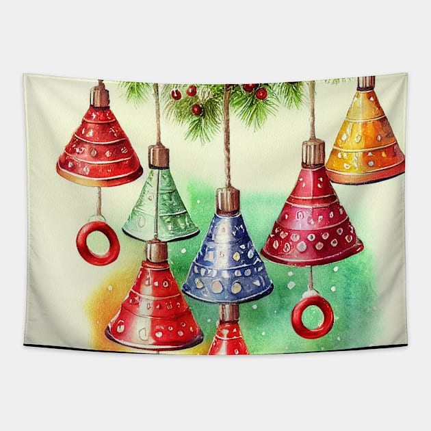 Christmas bells watercolor Tapestry by Art8085