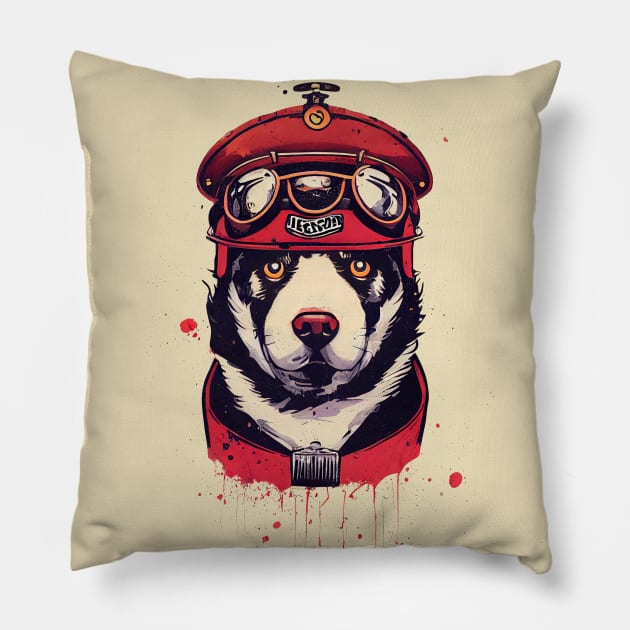 Red baron husky dog Pillow by etherElric