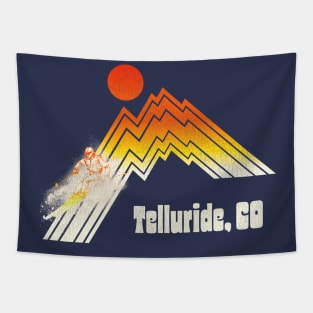 Telluride Colorado 70s/80s Retro Souvenir Style Skiing Tapestry