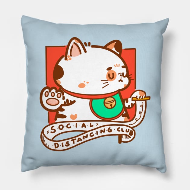 Social Distancing Club Pillow by Fluffymafi