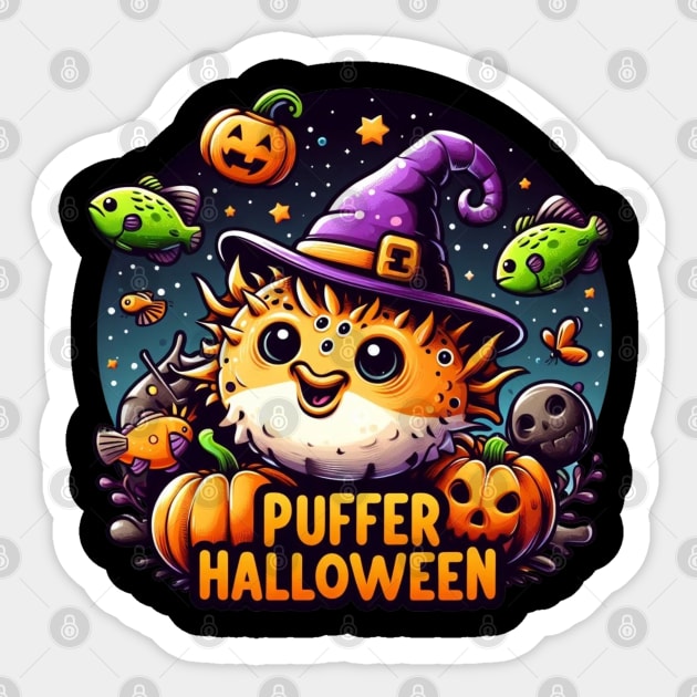 Puffer Fish Puffer Halloween - Puffer Fish Puffer Halloween - Sticker ...