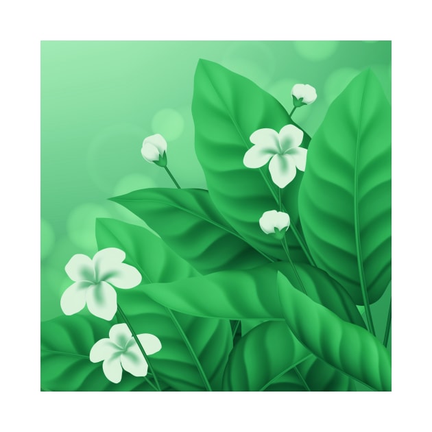 White Green Flowers by Tshirtstory