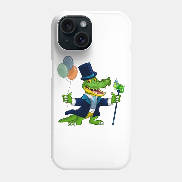 Crocodile and Chameleon Party Time Phone Case by michony