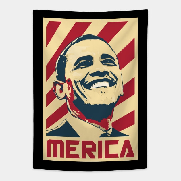 Barack Obama Merica Retro Propaganda Tapestry by Nerd_art