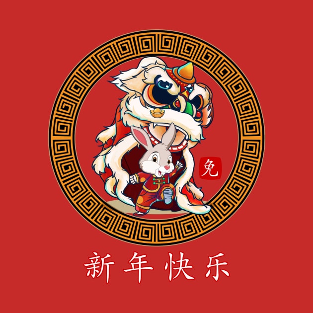 2023 Year Of The Rabbit - Chinese New Year Lion Dance Zodiac by Jhon Towel