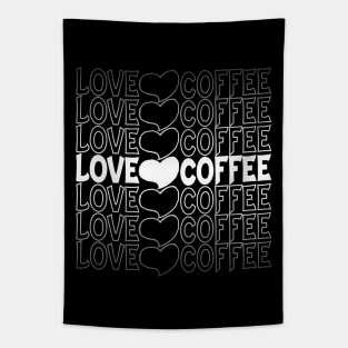 Love Coffee Heart Repeat Text White Tapestry