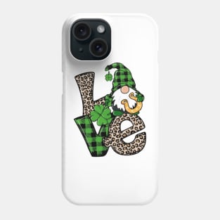 Love St Patricks Day Gnome Leopard Shamrock Phone Case