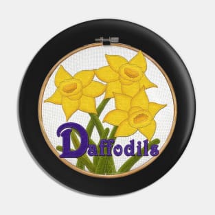 Daffodils Felt Look on Embroidery Hoop | Cherie's Art(c)2022 Pin