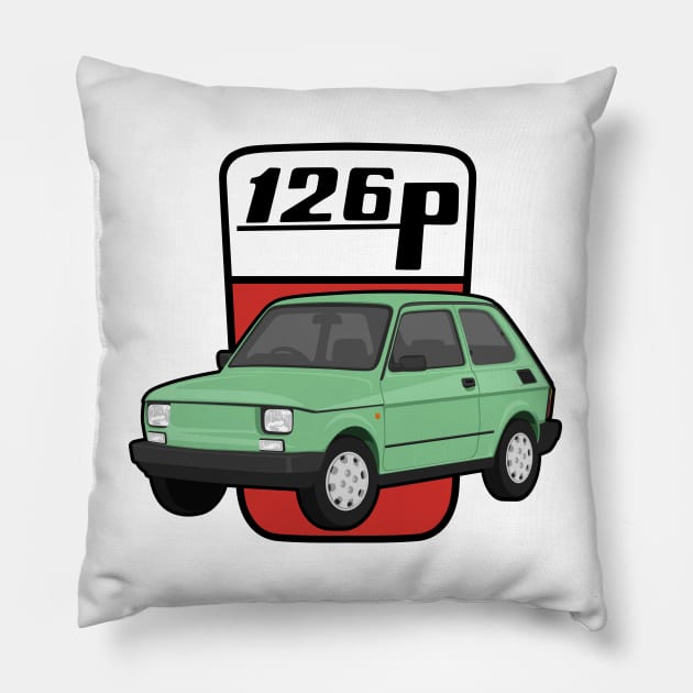 126P Car maluch 126 light green Pillow by creative.z