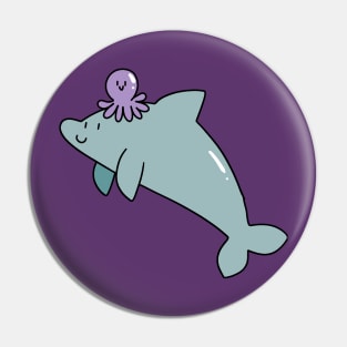 Dolphin with Purple Octopus Pin