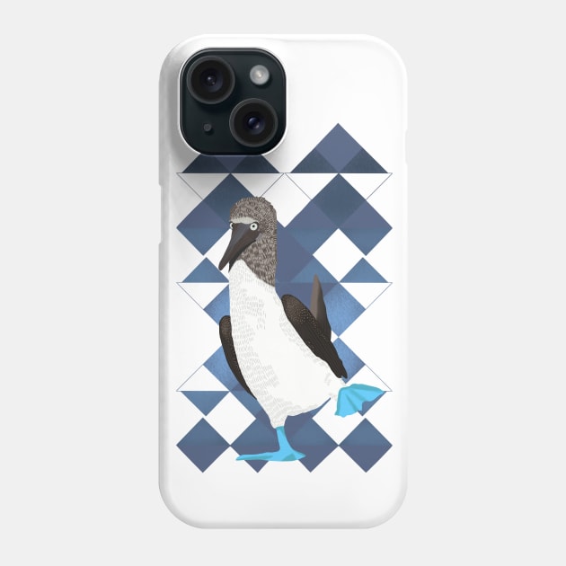 Blue Footed Booby Bird Blue Geometric Phone Case by Suneldesigns