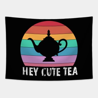 Hey Cute Tea funny rainbow teapot Tapestry