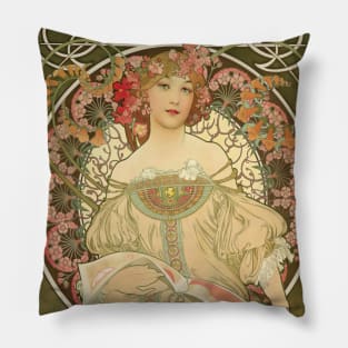 Vintage Art Nouveau Lady Art Pillow