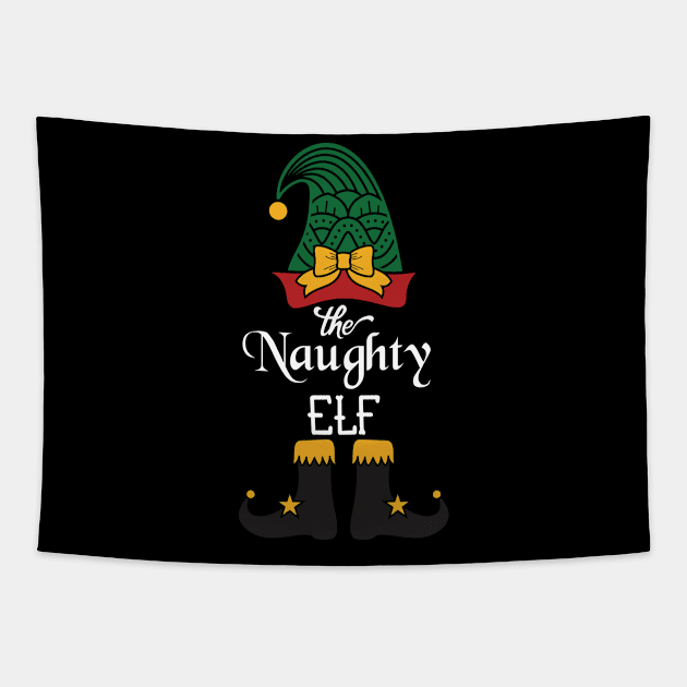 The Naughty Elf Matching Family Group Christmas Party Pajama Tapestry by Gufbox