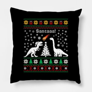 Santa Dinosaur Ugly Meteor Meteoroid T Rex Pillow