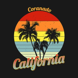 Coranado California Retro Tropical Palm Trees Vacation T-Shirt