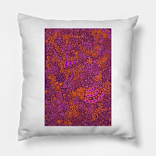 Orange, Pink, and Purple Doodle Pattern Pillow