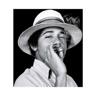 Barack Obama Smoking Vintage Large Image T-Shirt