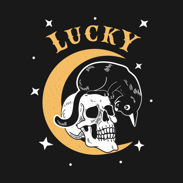 Lucky Black Cat Halloween Shirt by johnnystackart