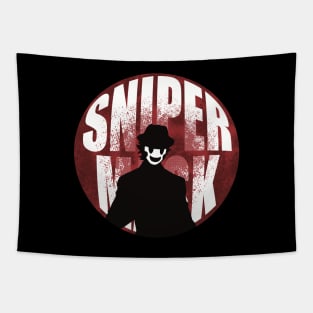 High rise invasion Sniper mask Distressed circle design Tapestry