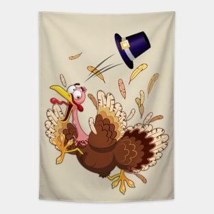 Funny Turkey escape Thanksgiving Character Tapestry