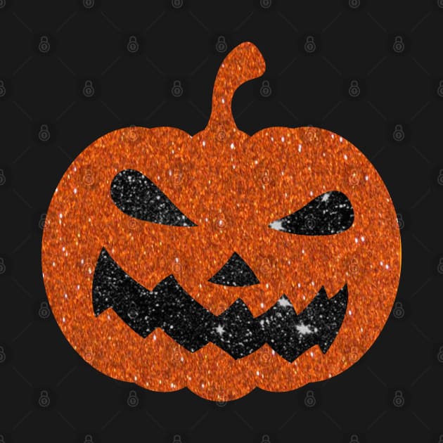 Dark Orange Faux Glitter Halloween Pumpkin Face by Felicity-K