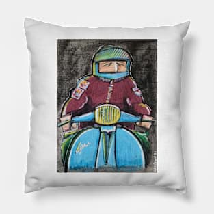 Retro Scooter, Classic Scooter, Scooterist, Scootering, Scooter Rider, Mod Art Pillow