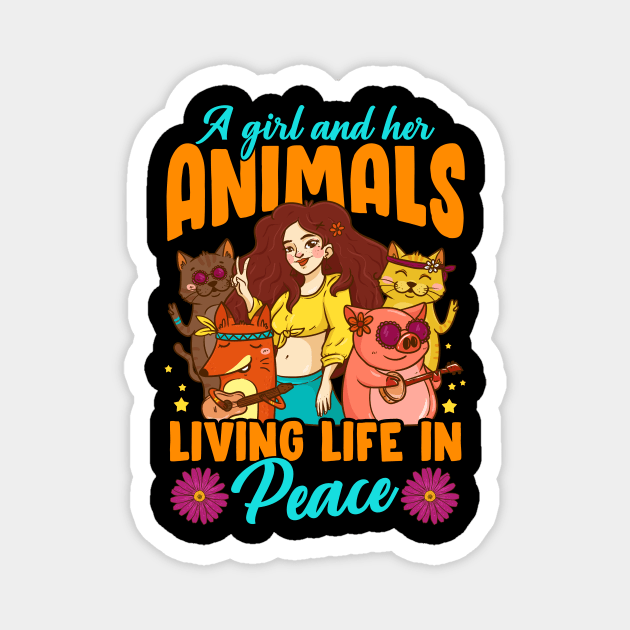 A Girl And Her Animals Living Life In Peace Magnet by theperfectpresents