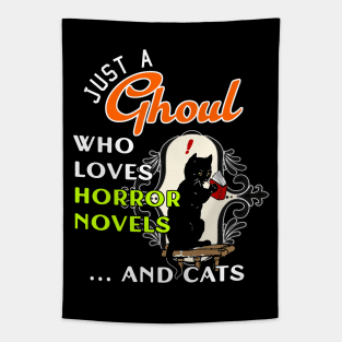 Just a Girl Who Likes Books and Cats Funny Halloween Horror Tapestry