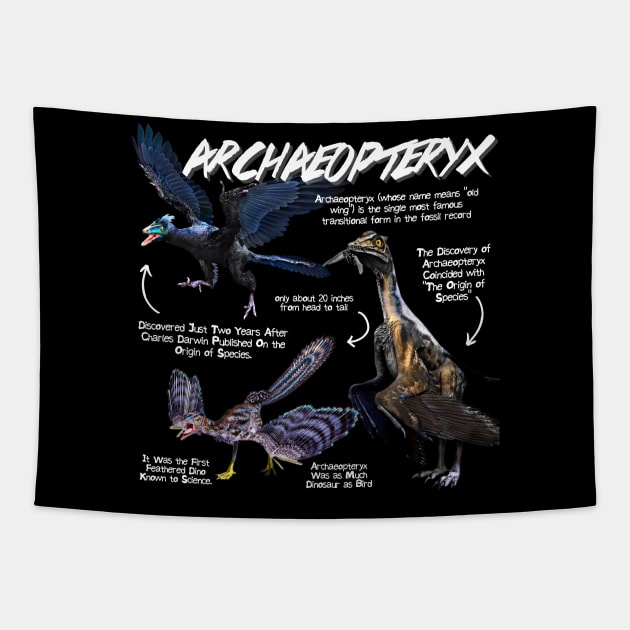 Archaeopteryx Fun Facts Tapestry by Animal Facts and Trivias