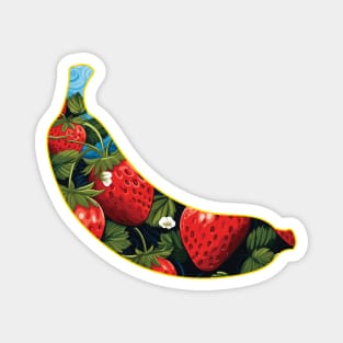 Banana Shape Strawberries Design Magnet