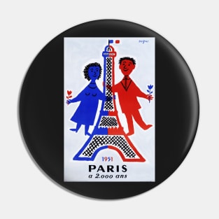 Retro poster - pub - vintage - Paris - Eiffel Tower Pin