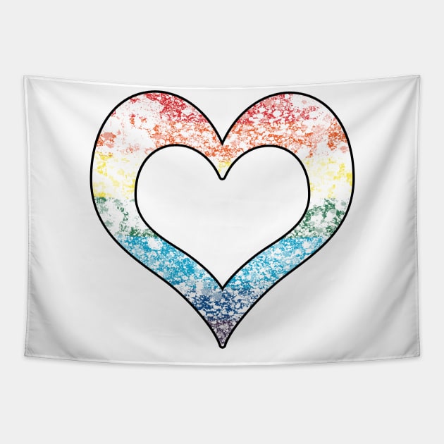 Pride Flag Distressed Heart Design Tapestry by PurposelyDesigned