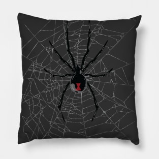 Black Widow in a web Pillow