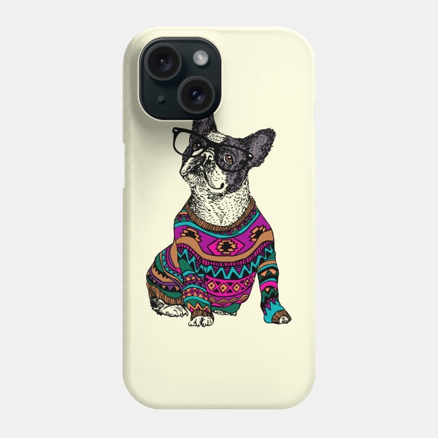 hipster frenchie Phone Case by huebucket