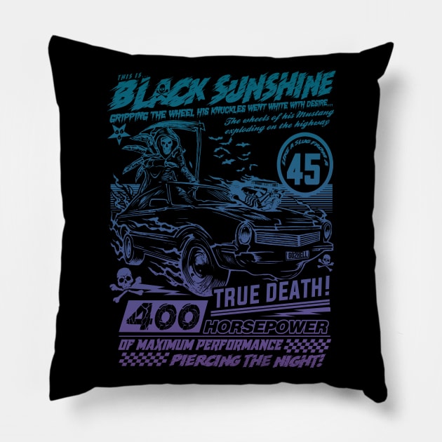 "BLACK SUNSHINE" (BLUE PURPLE HUE) Pillow by joeyjamesartworx