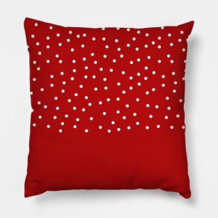 Red and white snow pattern. Minimalist Christmas pattern. Calm falling snowflakes trendy pattern in minimalistic style. Pillow