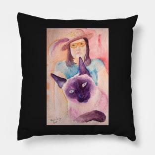 Woman and Cat Pillow