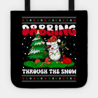 Dabbing Through The Snow Dabbing Penguin Dab Dance Christmas Lights Tote