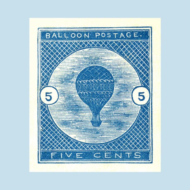 Delft Blue Ephemera Hot Air Balloon Stamp by RedThorThreads