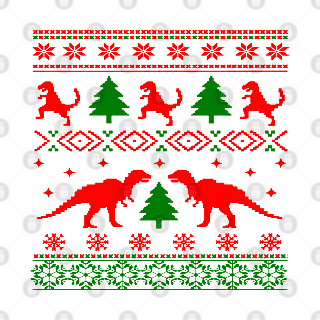 Christmas Ugly Sweater Pattern Dinosaurs by Closeddoor